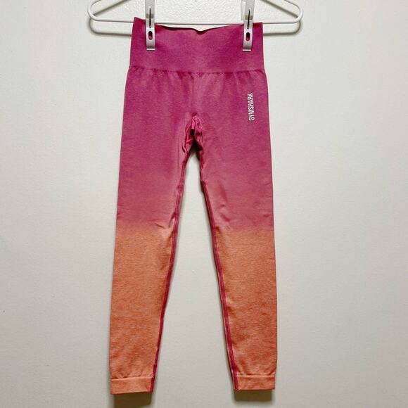 Gymshark Adapt Ombre Seamless Pink Orange Leggings - Picture 2 of 9